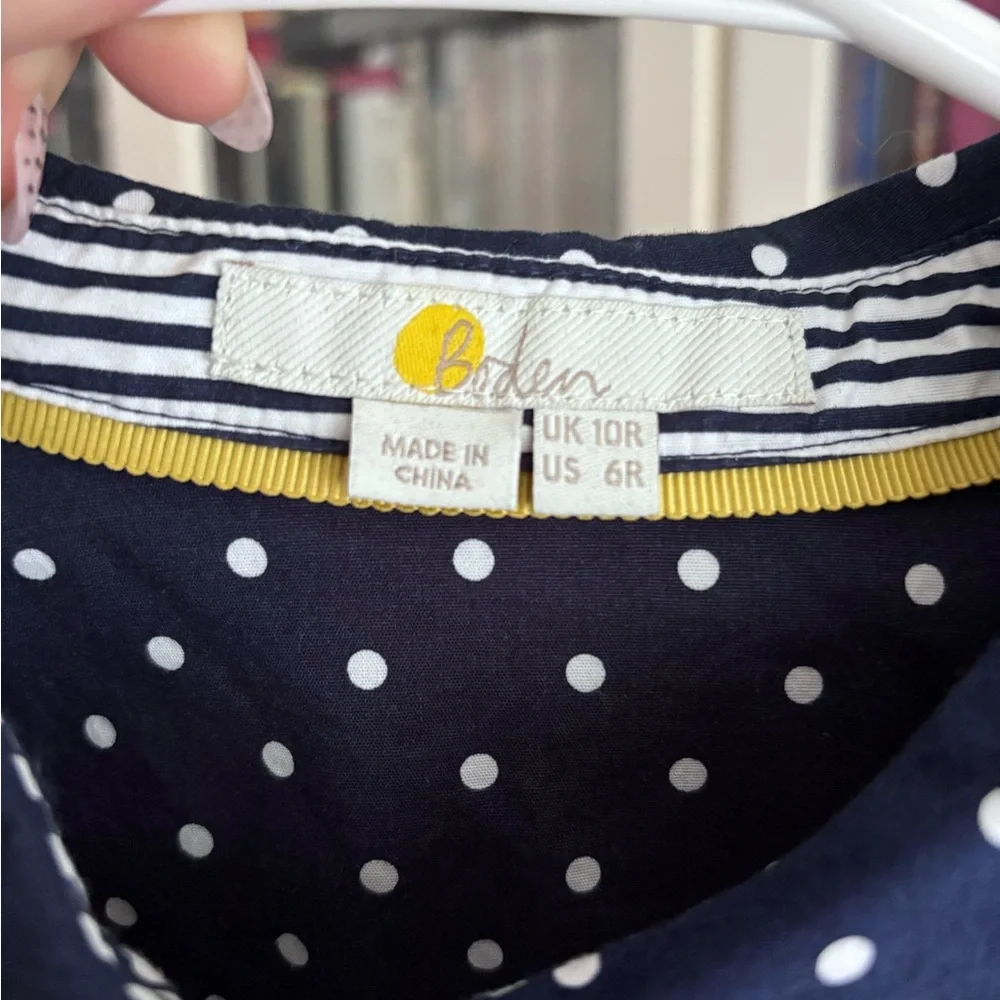 Boden Blue and White Long Sleeve Shirt Dress - Picture 3 of 3